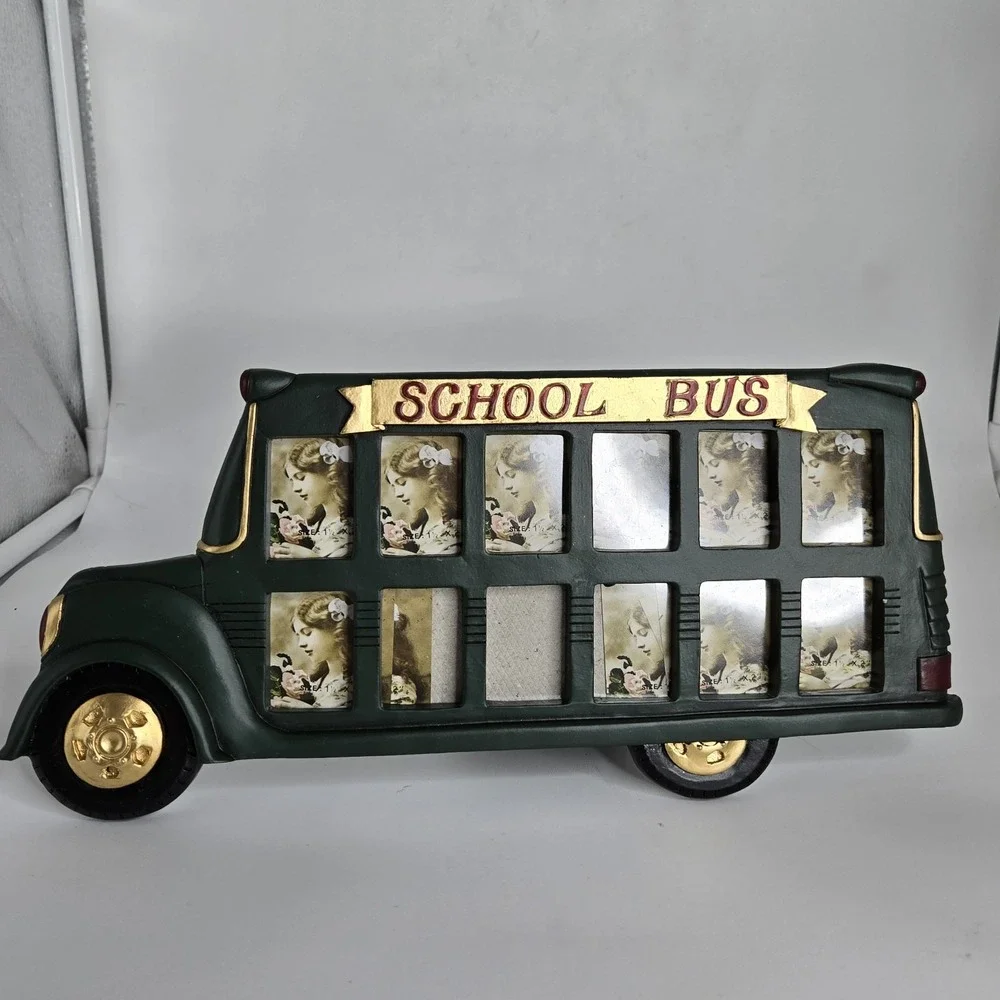 Vintage‎ Wooden Green School Bus School Days 12 Year Photo Frame 12x5.5 NEW gift